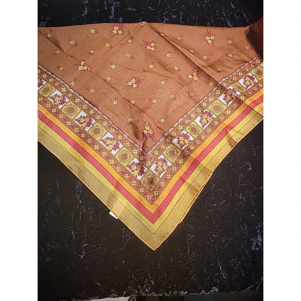 Vintage Womens Scarf Sheer Gold Orange Head Neck‎ Convertable Boat